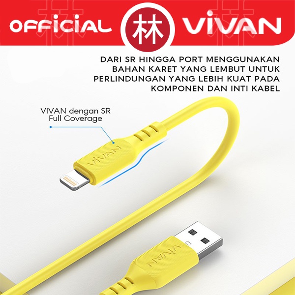 Vivan VSL100 Kabel Data Cable Lightning iPhone 2.4A Quick Charge