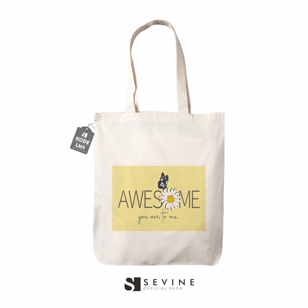 Sevine Totebag Fashion Tas Wanita Tote Bag Resleting Quote Motivation - LM