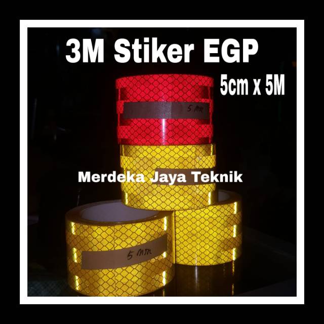 

3M Stiker EGP Reflective Stiker Safety Diamond Warna Kuning Ukuran 5cm x 5M Memantulkan Cahaya