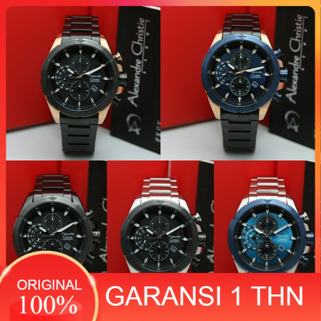 JAM TANGAN PRIA ALEXANDRE CHRISTIE AC 6508 AC6508 BLACK ORIGINAL BERGARANSI