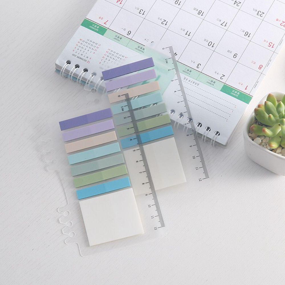 Mxbeauty Tab Strip Morandi Warna Longgar Dengan Penggaris Memo Pad Perlengkapan Kantor Alat Tulis Siswa Label Bookmark