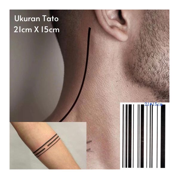 Temporary tattoo tato temporer fashion Desain garis gelang tribal ∣ Stiker Tato Minimalis Tato garis