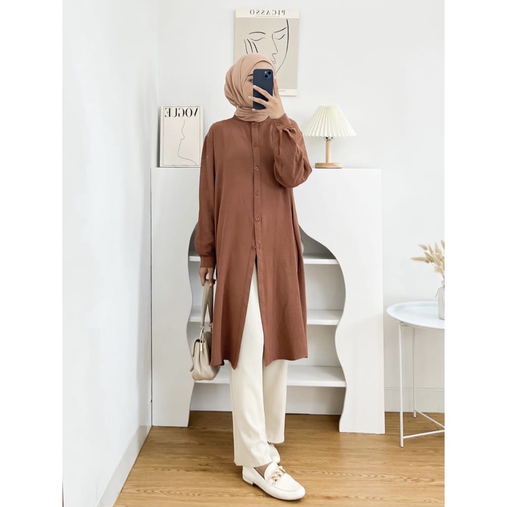 BEFAST - ZEC OOTD Tunik Wanita AGIA / Kanaya Tunik / Tunik Wanita Model Terbaru / Pakaian Muslimah / Tunik Polos Formal / Fashion Remaja ABG Kekinian / Tunik Casual Wanita / Outfit Wanita Hijab / Long Tunik Termurah / Terlaris