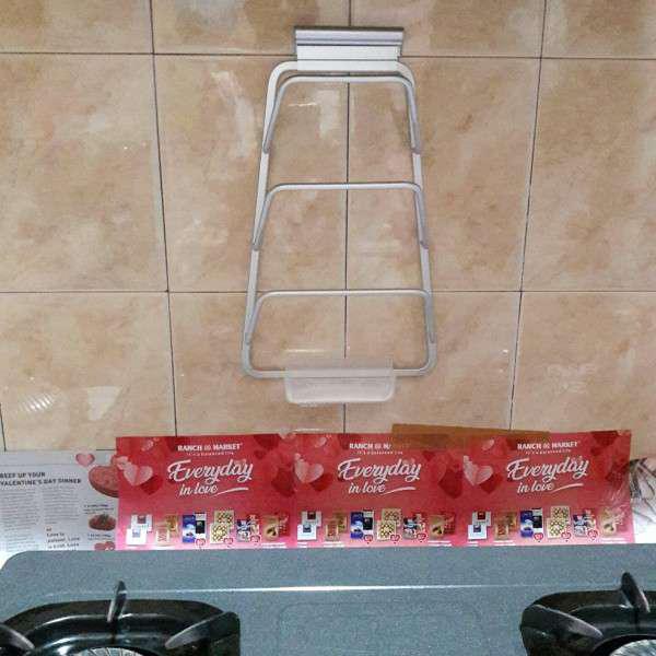 Rak Dapur Tempel Alumunium Tempat Tutup Panci Serbaguna Minimalis Tanpa Bor Paku Praktis Gl130