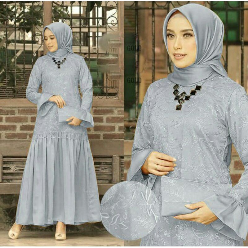 MAXI HANELA - Busana Muslim Gamis Murah Gaun Pesta Muslimah Baju Pesta Wanita Kondangan Mewah Brukat