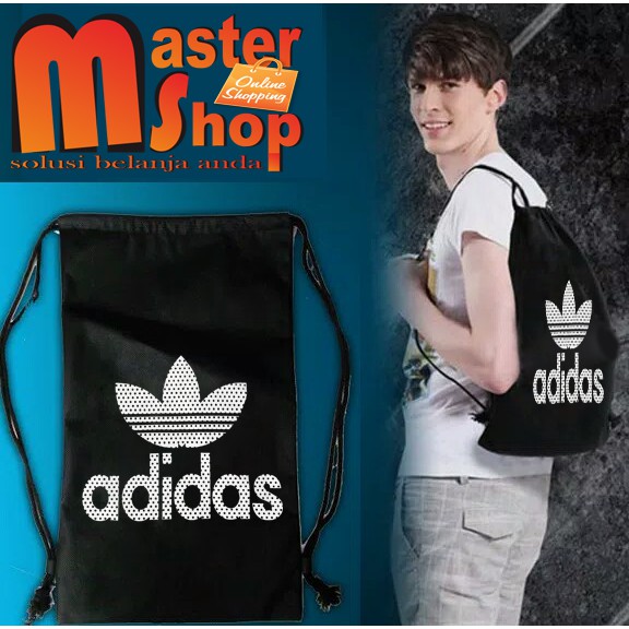 NEW Tas Ransel Serut Drawstring Bag / Tas Adidas kampus / Olahraga Murah