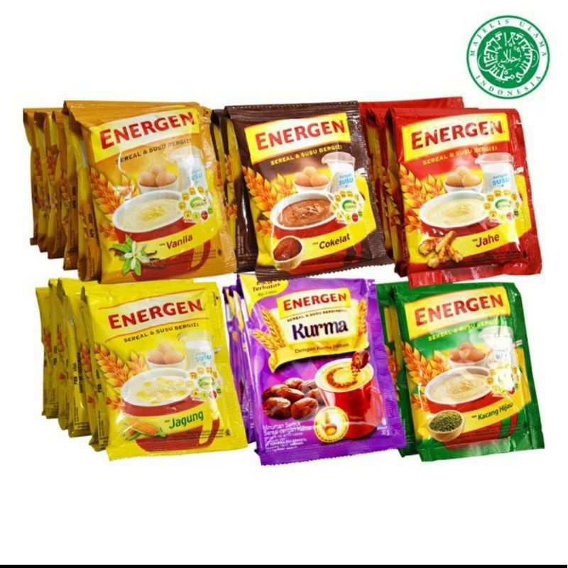 

Energen Coklat Vanilla Vanila Jahe Jagung Kacang Hijau Ijo Kurma isi 5pcs