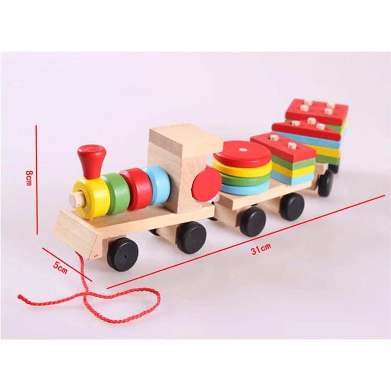 Wodden Shape Matching Train Mainan Balita Wooden Toys Mainan Kayu Puzzle Kayu Anak Matching Shape Mainan Balok Kayu