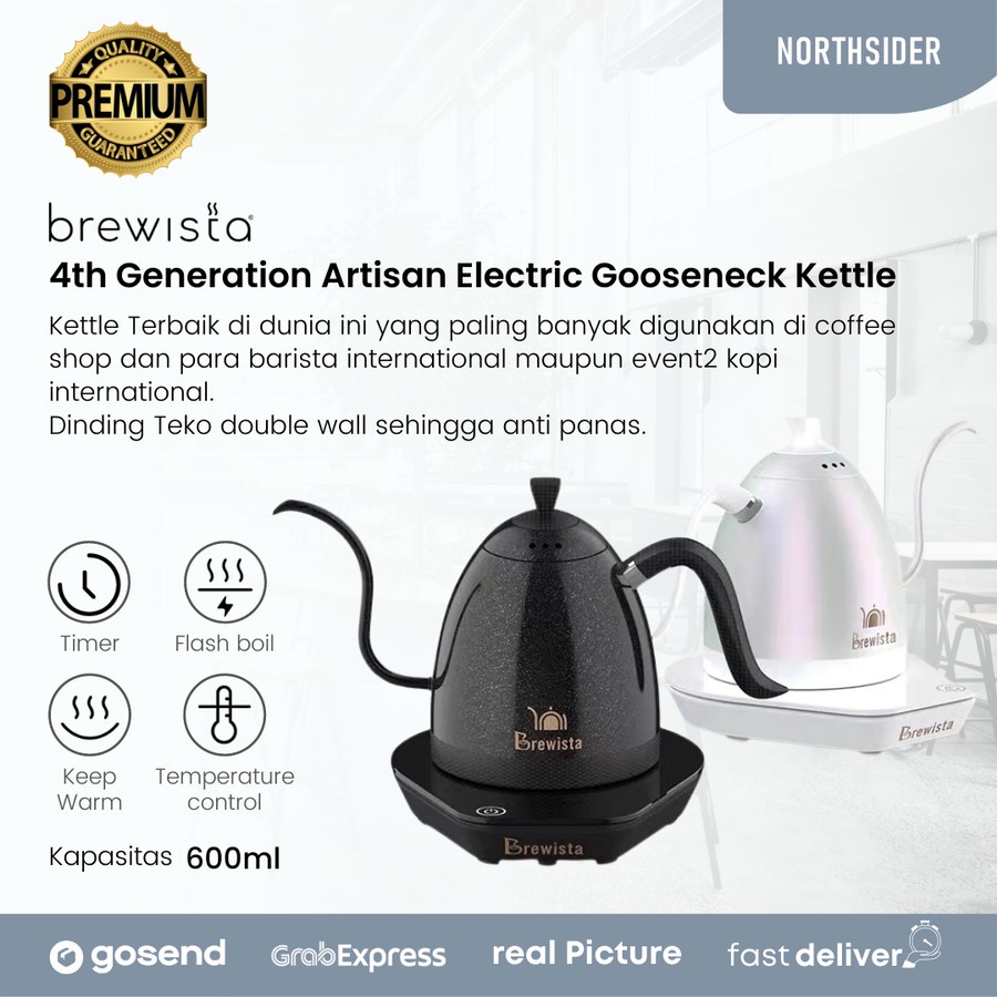 BREWISTA 4TH GOOSENECK VARIABLE KETTLE DOUBLE WALL 600ML | TEKO KOPI