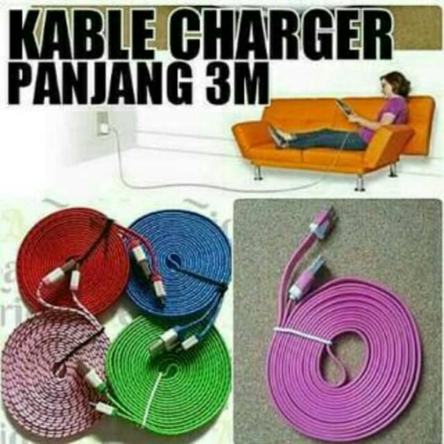 Kabel Data Model Tali Sepatu Panjang 3 Meter