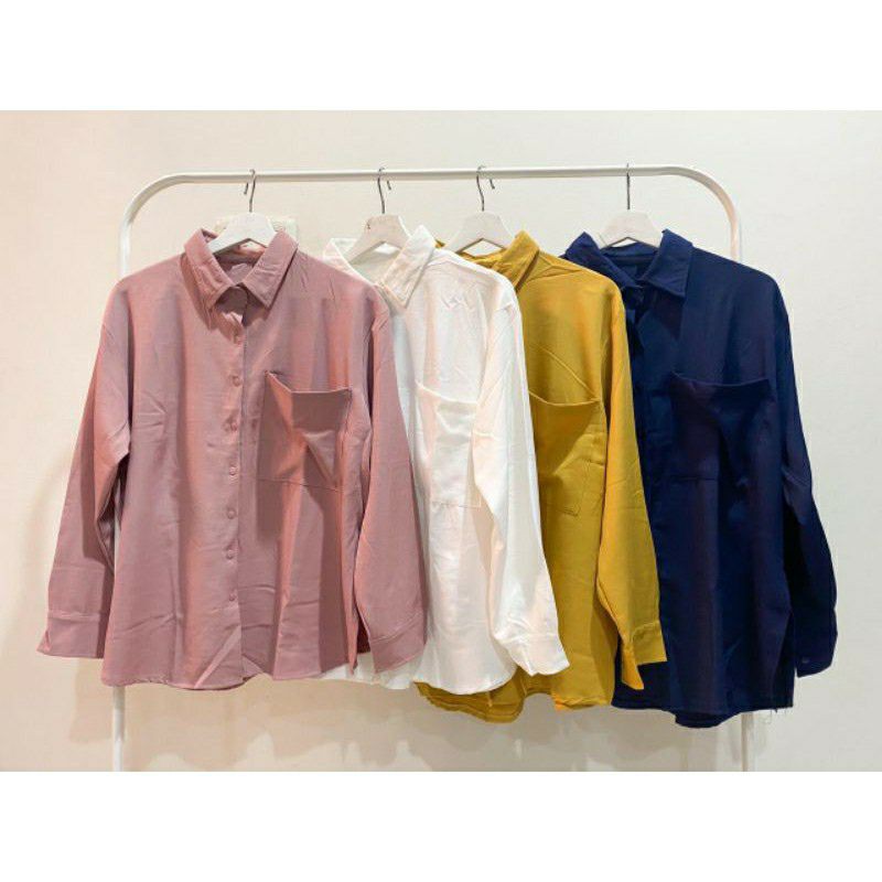 Kemeja polos wanita kemeja tunik bahan bottega size Kemeja polos wanita kemeja tunik bahan bottega size