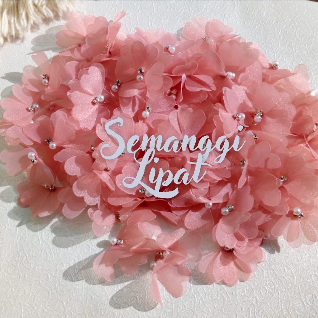 Bunga Semanggi Organza 4cm lipat / 1MTE.1K.payet/kebaya/gaun pengantin