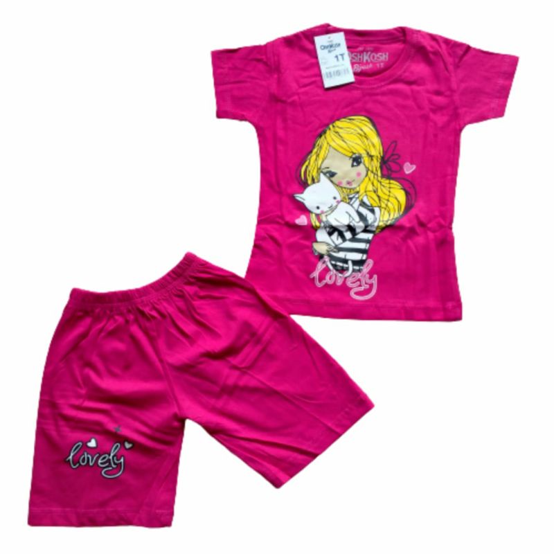 (COD) SET KAOS CUT GIRL USIA 2-6 TH (PILIH WARNA}