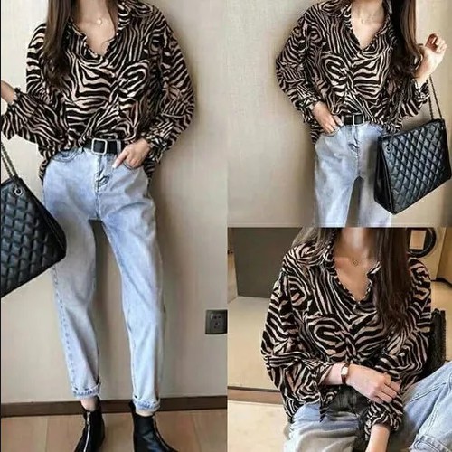 VS - PATTERN SHIRT CUTE LEOPARD / LORENG ZEBRA - KEMEJA WANITA | PATTERN SHIRT