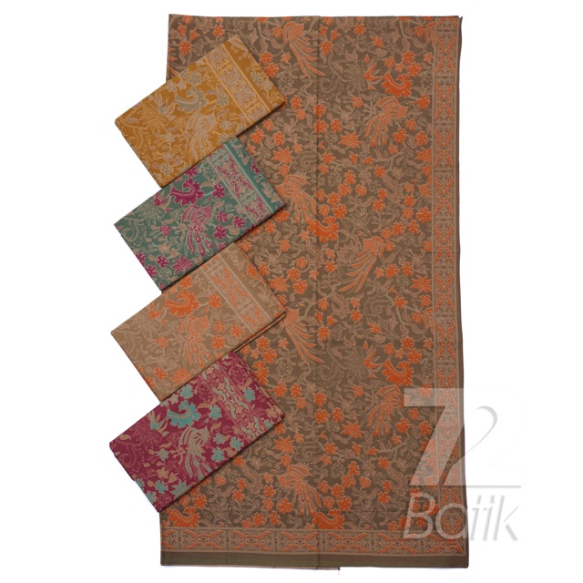 KAIN BATIK KATUN Premium Motif Burung Kembang Warna Merah Hijau 725654 Cap 72 Jarik Jarit Samping Kebat Panjang Batik Katun Modern Premium Bahan Seragam Batik Pernikahan Kantor Keluarga Murah Kamen Jadi Batik Bali Lembaran