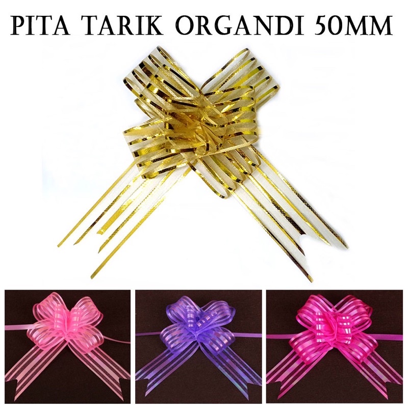 

PITA SERUT ORGANDI PITA TARIK BESAR 71 MM KAIN KACA METALIK ORGANZA HIASAN PARCEL LEBARAN