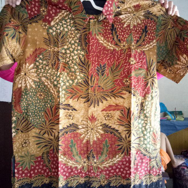 Sekartaji Sogan Pendek Kemeja Batik Pria Katun Cabut Primisima Full Furing