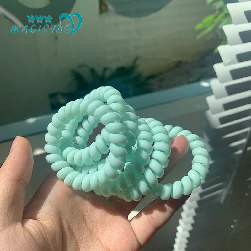 Magic789 Lovely Mint Green Sprial Coil Hair Tie Telephone Cord Ponytail Hair Bands