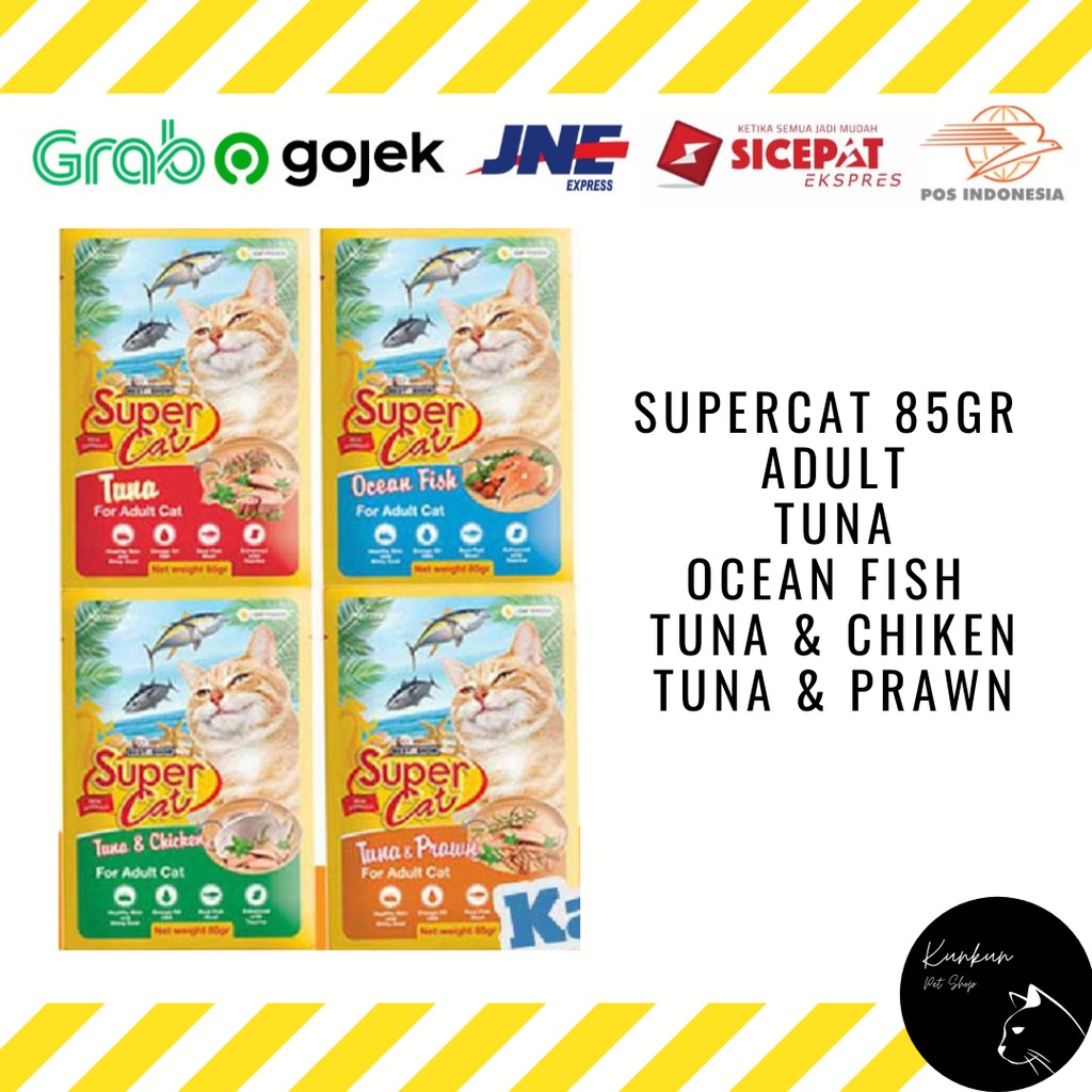 SUPER CAT 85GR ADULT TUNA / TUNA & CHIKEN (WET CAT FOOD)
