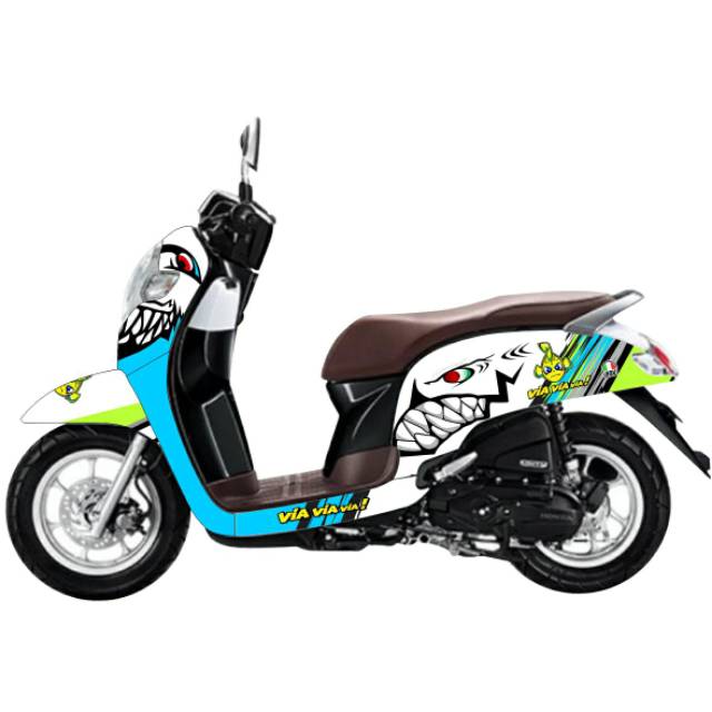 Decal sticker full body scoopy sark putih kombinasi