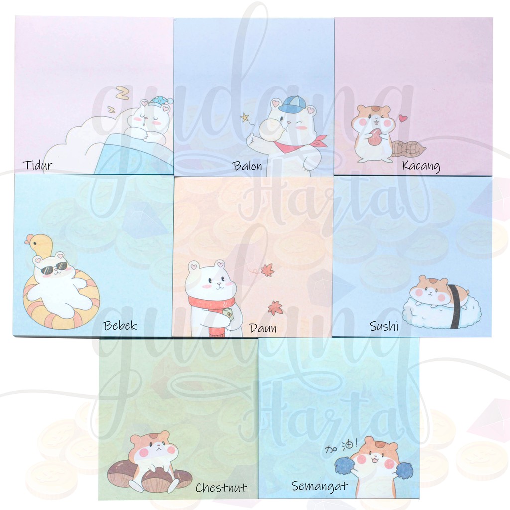 Sticky Notes Hamster Beruang Bear Lucu Memo Unik Note GH 301265