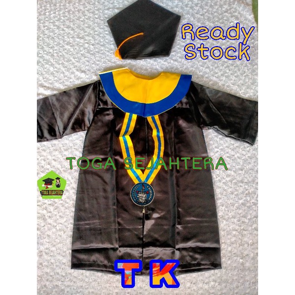 Baju Seragam Wisuda Anak PAUD,TK,SD &amp; SMP Kuning List Biru (K B)