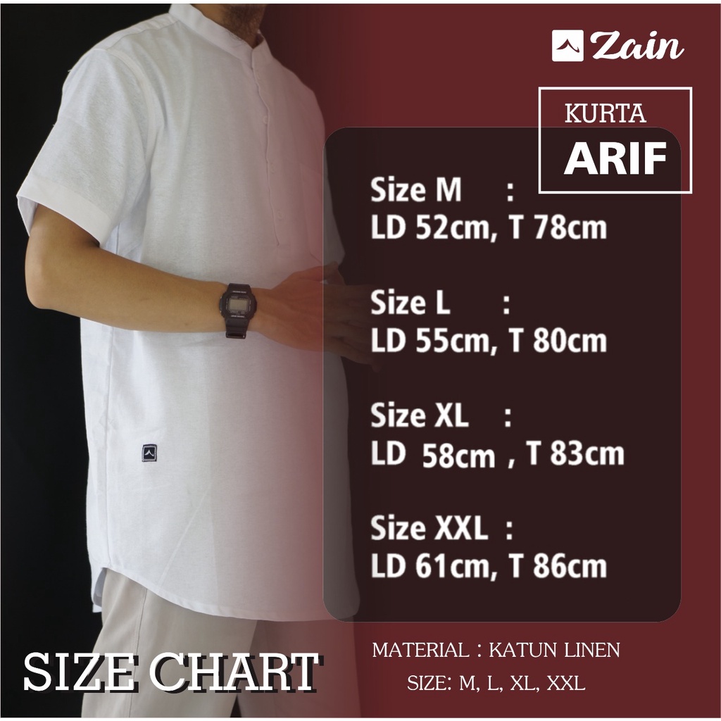 KURTA Raya ARIF Kurta Lengan Pendek Bahan Katun Linen