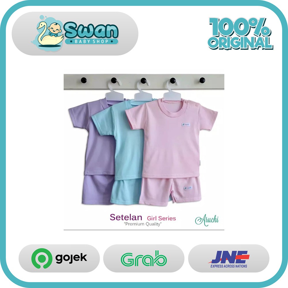 Aruchi Setelan Polos PENDEK PANJANG " GIRL / CEWE " S M L XL XXL ( 3-24 Bulan )
