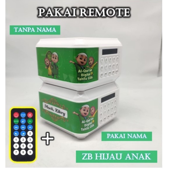 (BISA REQUEST NAMA.) SPEAKER ALQURAN ADVANCE TP600 16GB BLUETOOTH/UST.SOMAD-ZB HIJAU ANAK REMOTE