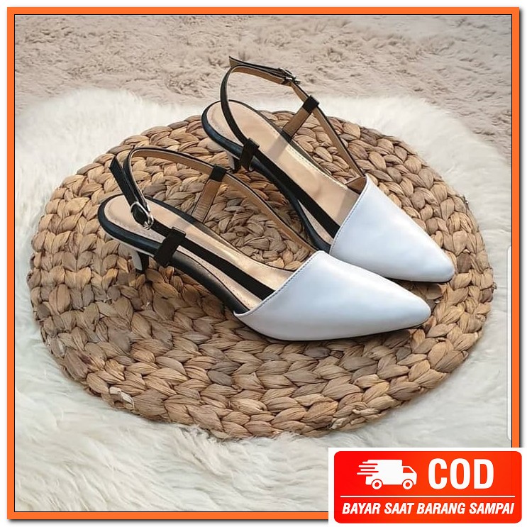 Sendal Ibu2 Remaja Sandal Jinjit Ibu Ibu Kondangan Kekinian Murah ID444 High Heels Amt06 - Putih