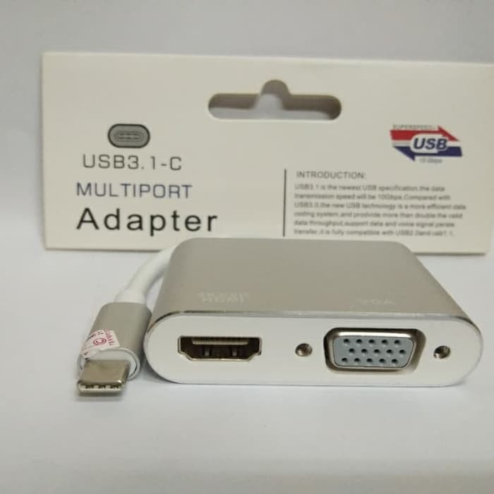 Converter USB Type-C to HDMI + VGA Support up to 4k 2k