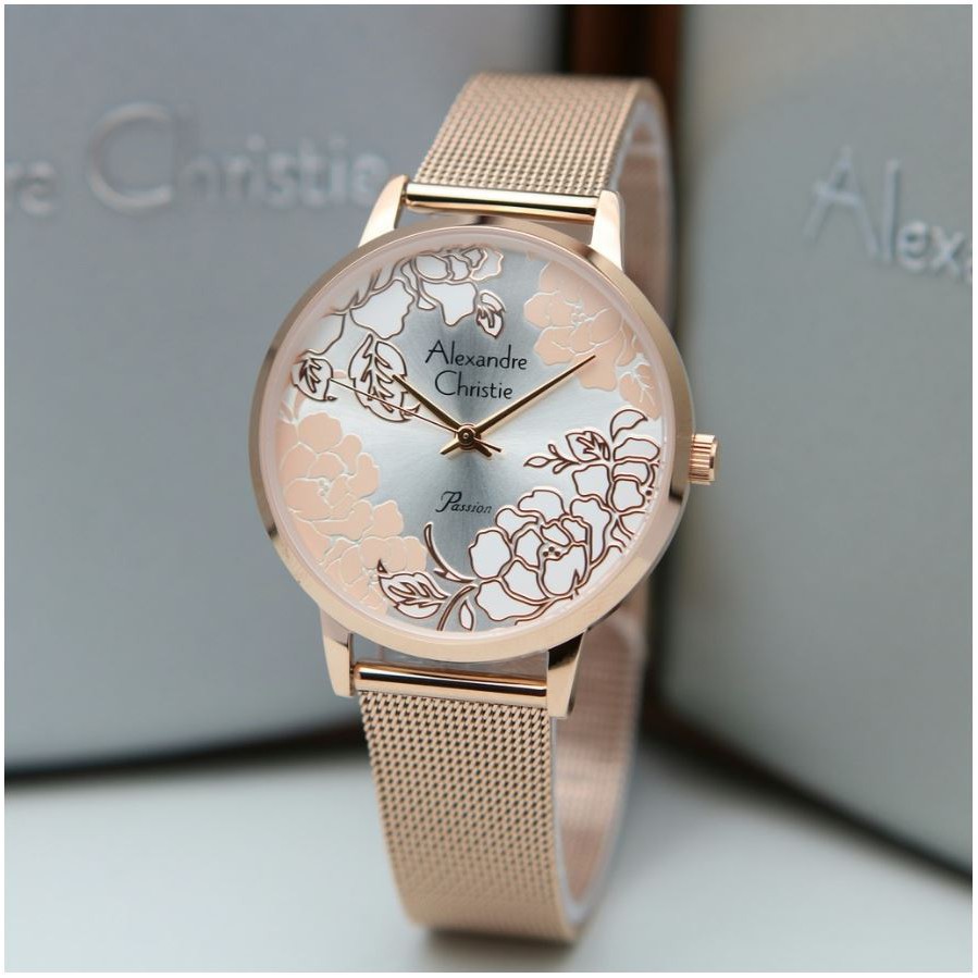 Jam tangan wanita Jam tangan Gold  Jam tangan Alexandre Christie AC2853 RoseGold Gold