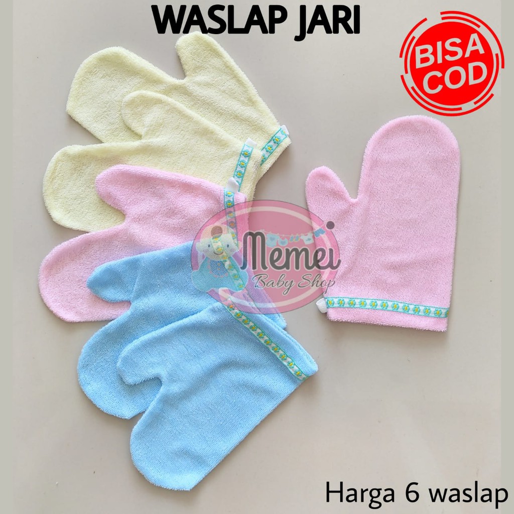 1/2 LUSIN (6 pcs) Waslap bayi JARI perlengkapan bayi lahir