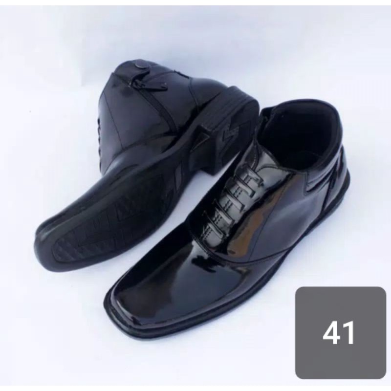 Sepatu PDH PDL Polisi Polri TNI SECURITY SATPOL PP Formal Kilap Pantofel-41  High / Tinggi