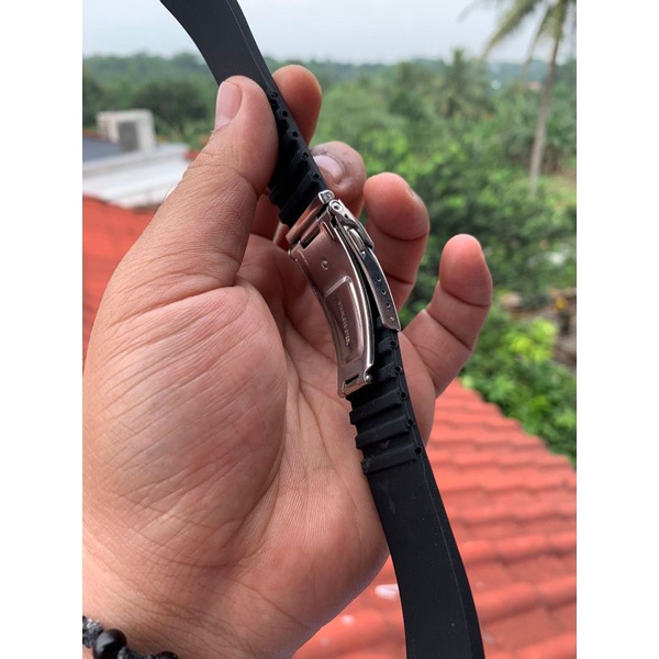 Strap tali jam tangan karet seiko Rubber warna hitam