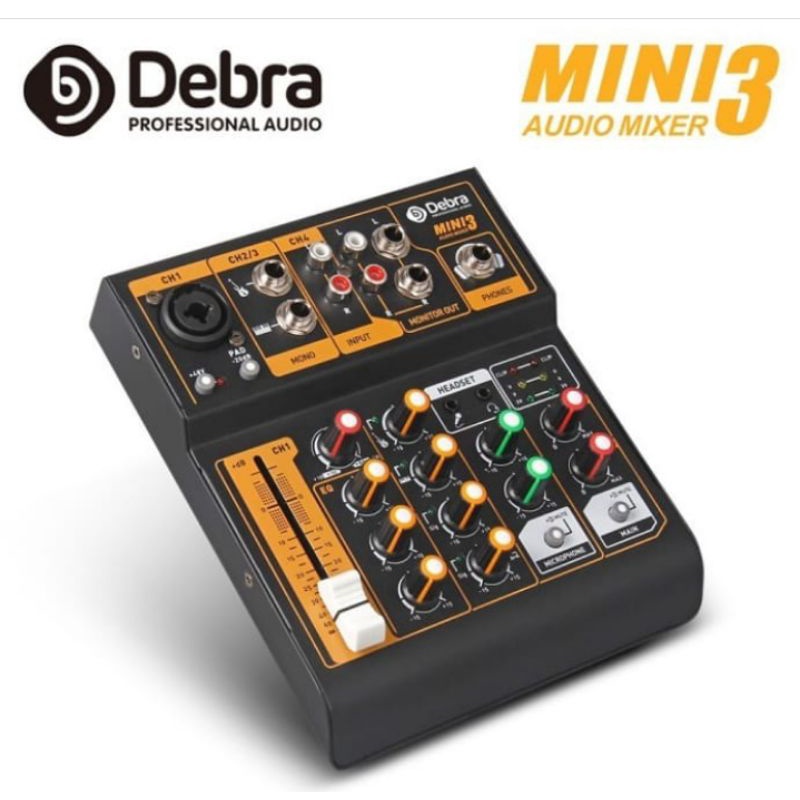 Debra Audio Mini 3 4 Channel Portable Dengan Xlr 48v Phantom Power