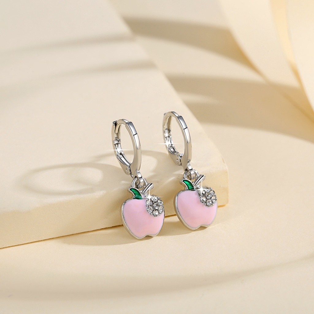 Y573 [COD✔]Anting-Anting Apple Anak-Anak Stainless Steel Berlapis Emas Aksesoris Tahan Pudar