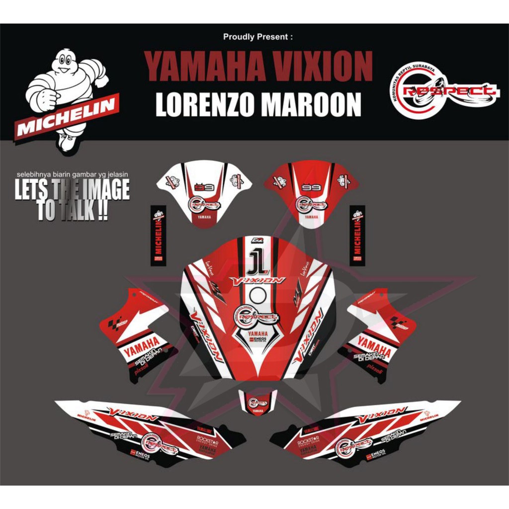 Sticker Striping Stiker Motor Vixion Lama Qlty A Design5 Shopee