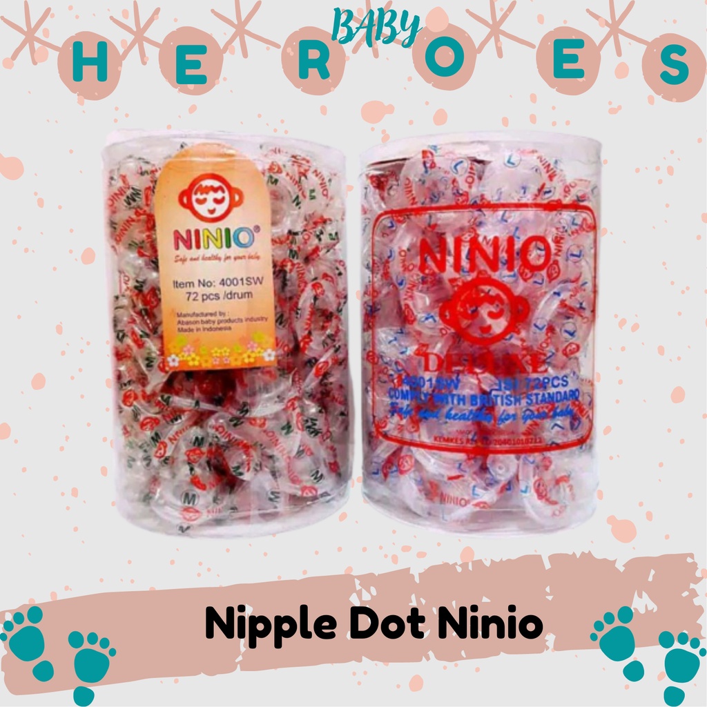 Ninio Dot Nipple Silikon / Silicon Botol Susu Ukuran Size S M L HARGA ECER SATUAN