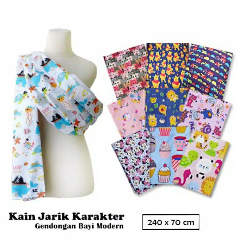 KAIN GENDONGAN BAYI MODERN /SELENDANG CUKIN JARIK MOTIF KARAKTER / KAIN GENDONG