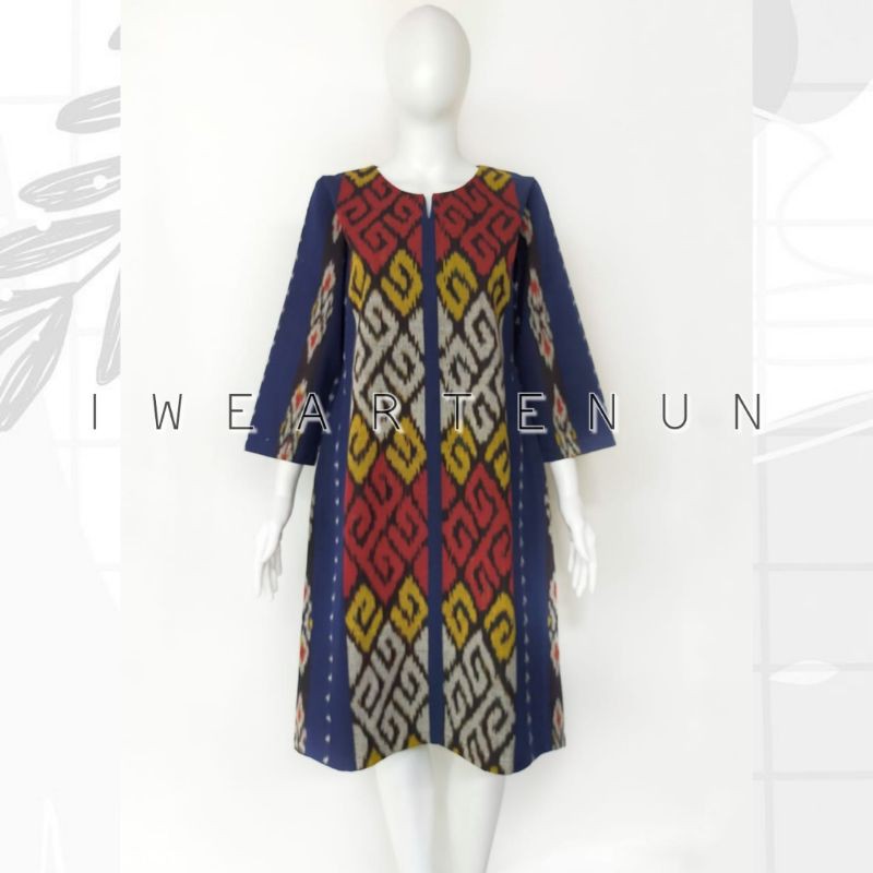DRESS TENUN IKAT TORAJA BIRU