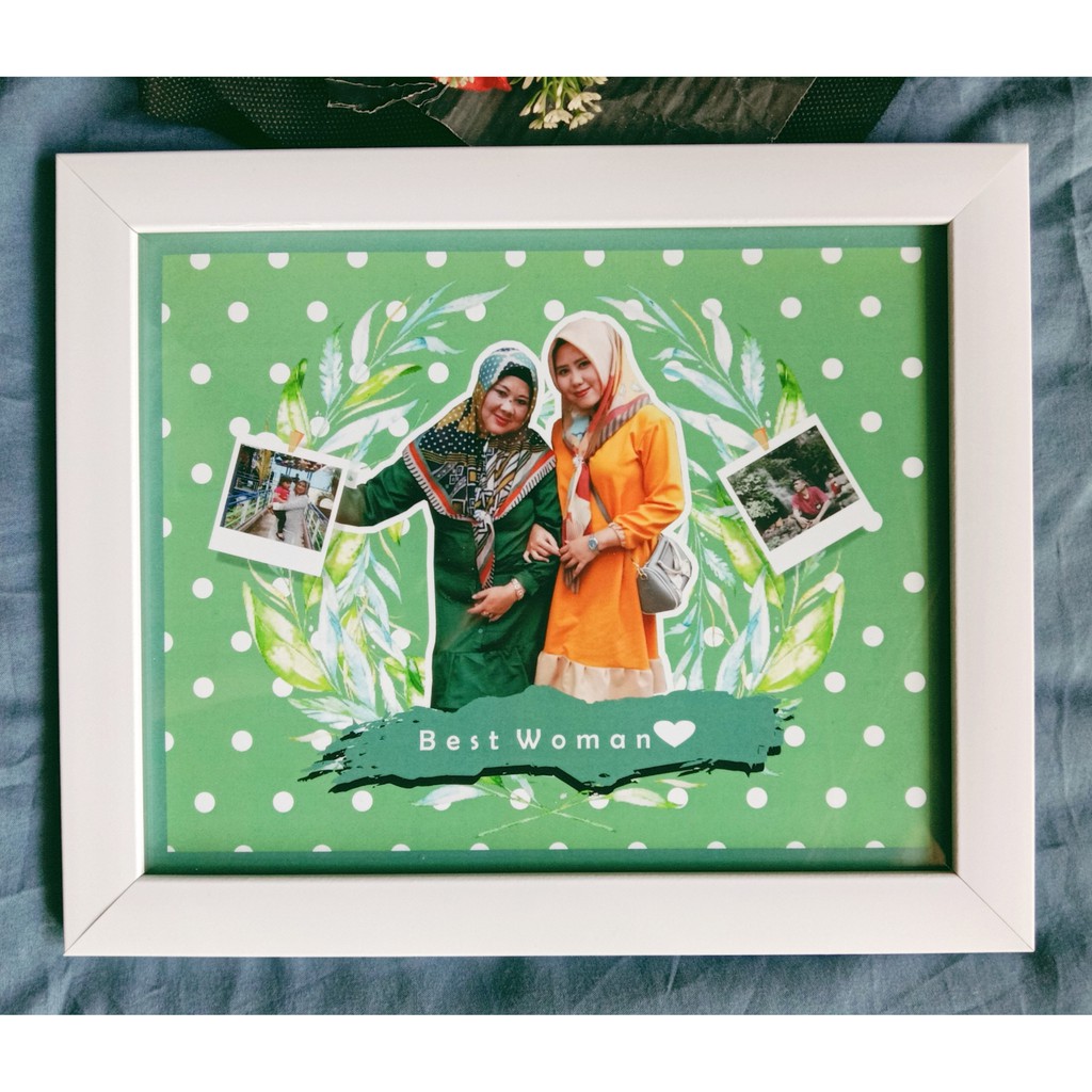 GIFT FOTO ART GREEN TYPE 6102 / UKURAN 8R/10R SUDAH DENGAN FRAME / HADIAH WEDDING / GIFT BIRTHDAY ID