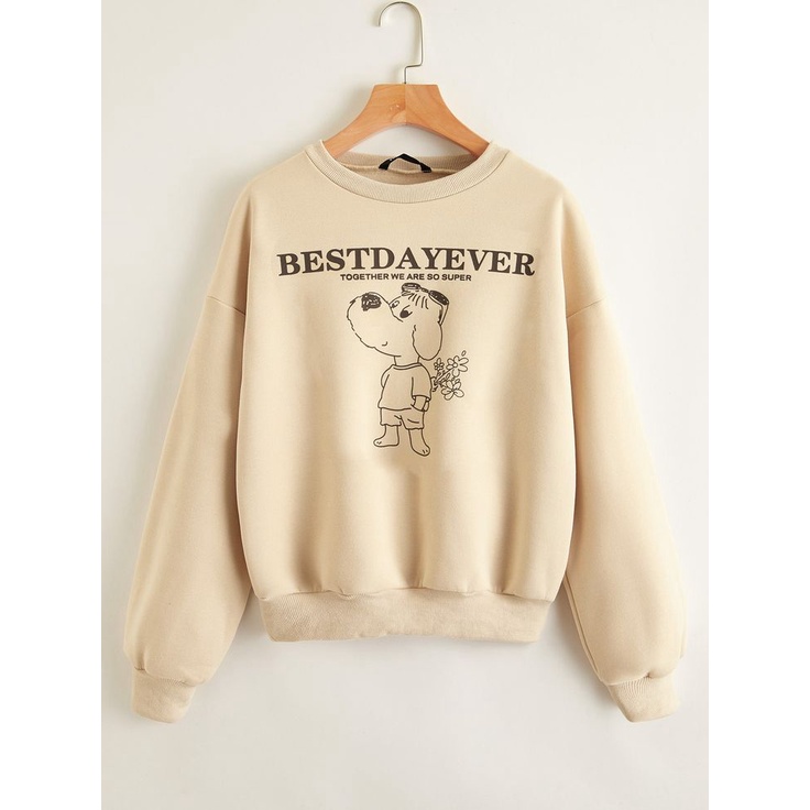 SWEATER WANITA BEST DAY EVER /// ATASAN WANITA CASUAL FLEECE TEBAL HALUS KEKINIAN TERBARU''