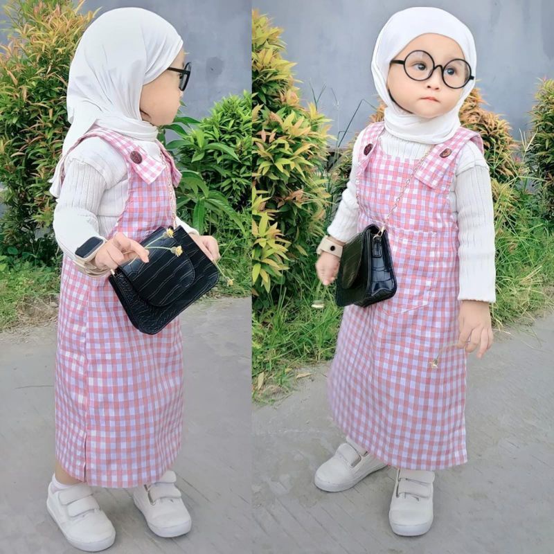 overall mini dress anak perempuan 1-8 tahun/overall tartan anak perempuan/overall kotak kotak anak p