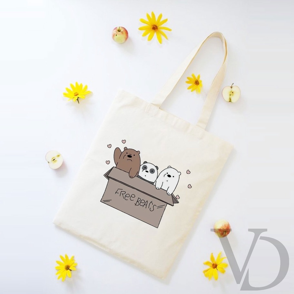 TOTE BAG BAHAN KANVAS lucu TOTE BAG / TAS BELANJA MOTIF KOREA