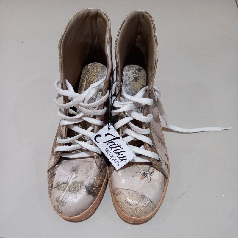 SEPATU BOOTS BATIK ECOPRINT KULIT ASLI DOMBA