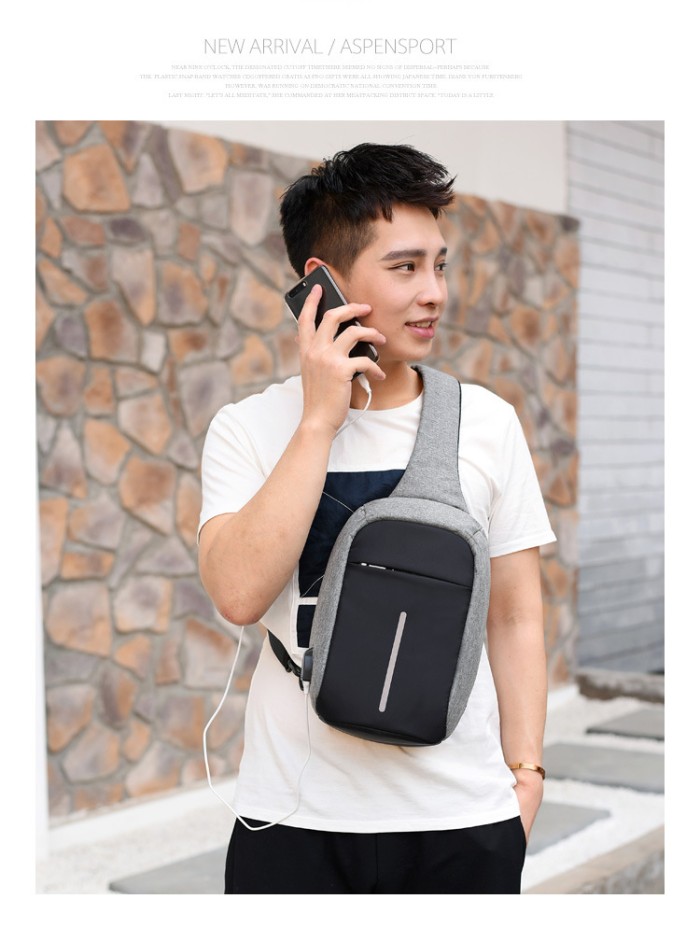 Tas Trendy Selempang Anti Maling Anti Air USB Charger ( T03)