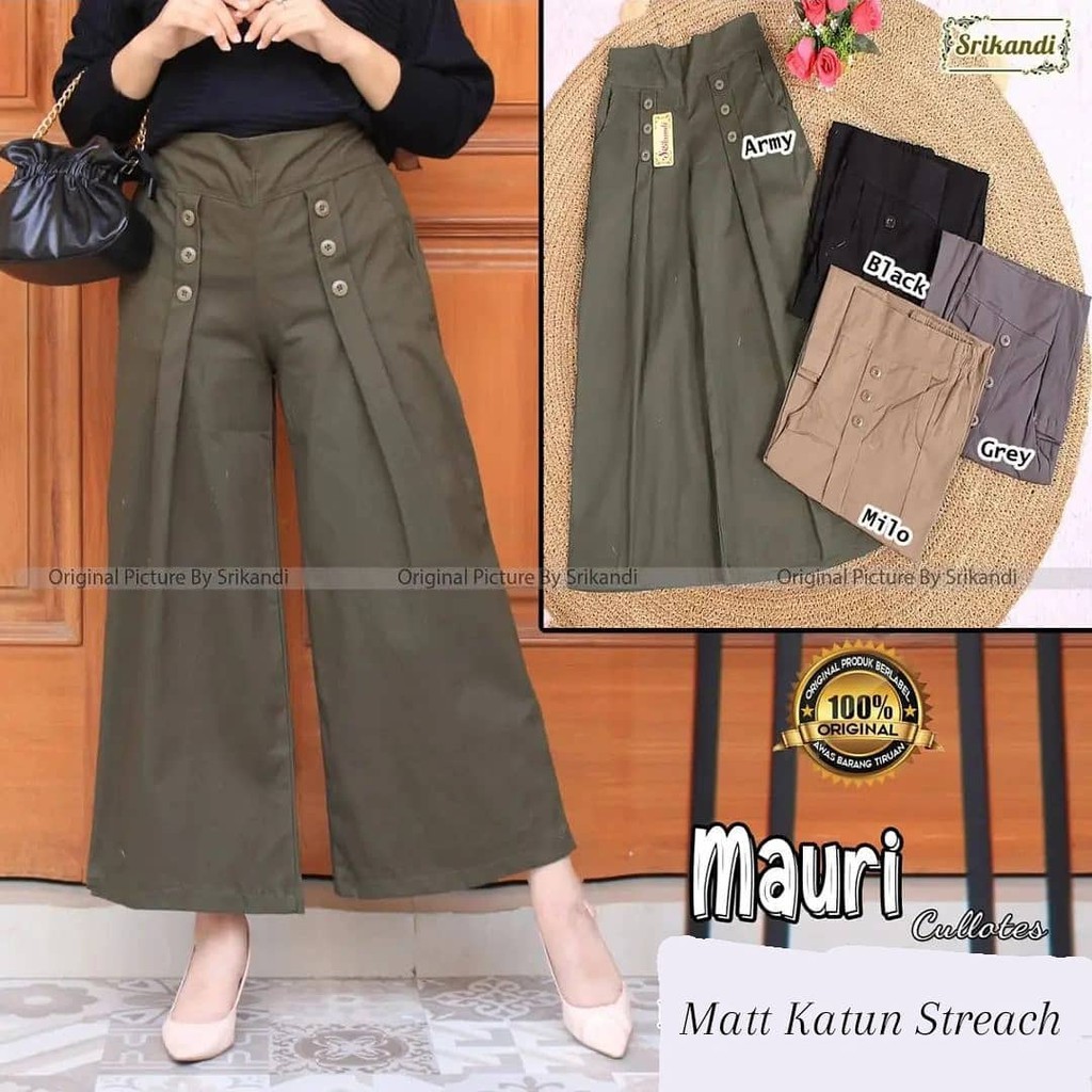 CELANA WANITA MAURI KULOT PANTS BL KATUN STREACH PC 93 CM LP 72 - 100 CM PINGGANG KARET CELANA WANITA KEKINIAN KOREAN STYLE / CELANA KULOT WANITA / PANTS WANITA JUMBO  / CELANA JUMBO WANITA