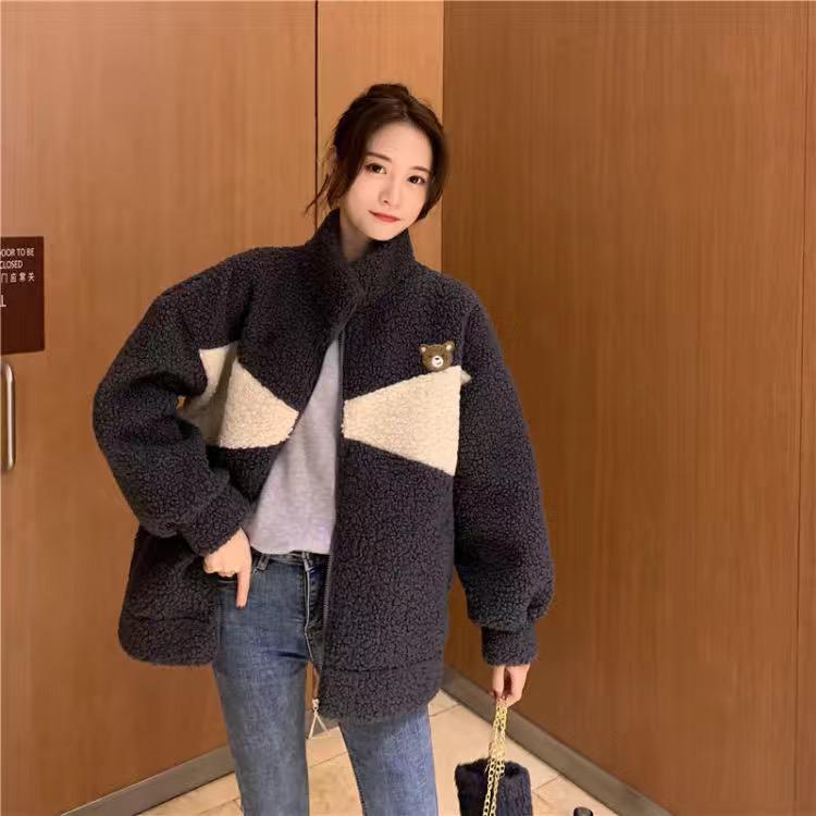 IMPORT WOMAN MAN WINTER WOOL FLEECE BEAR JACKET KOREAN STYLE JAKET WOL PRIA WANITA MUSIM DINGIN MANTEL