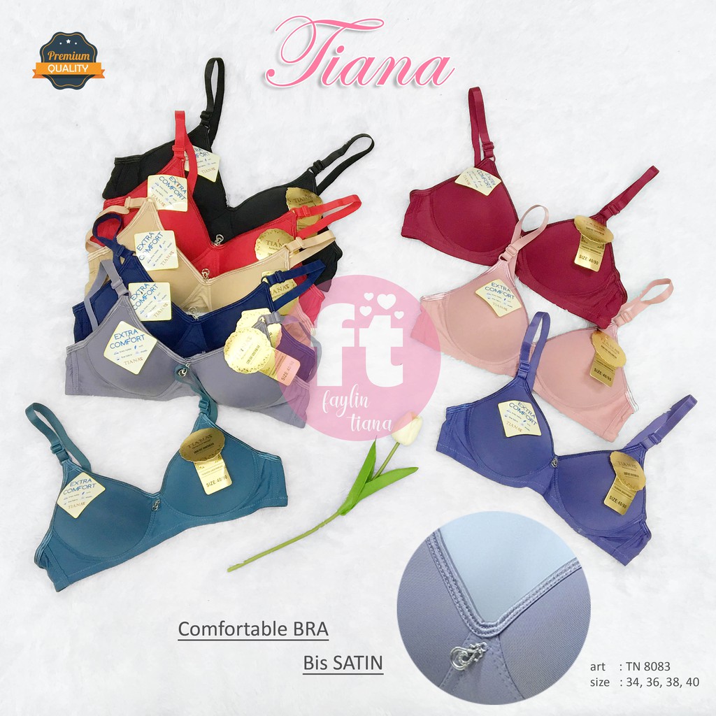 TIANA | BRA Polos Cup B TANPA KAWAT / BH Cup B Polos / Kombinasi Satin / art TN 8083